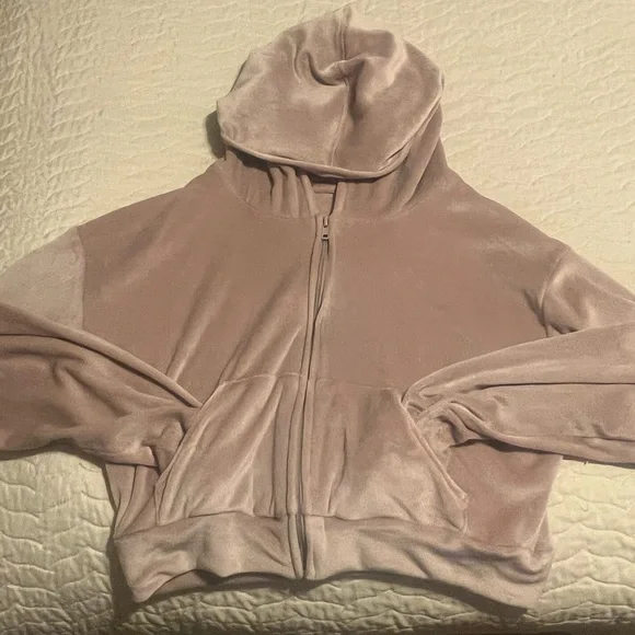 Skims pink(dusk) cropped velour hoodie - Picture 5 of 5